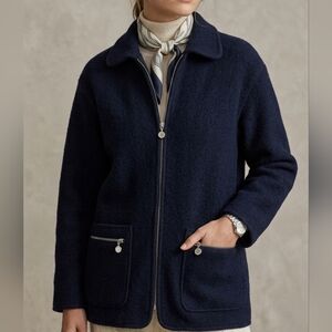 Rue Grenelle Boiled Wool Zip-Up Utility Jacket Medium Vintage Fisherman